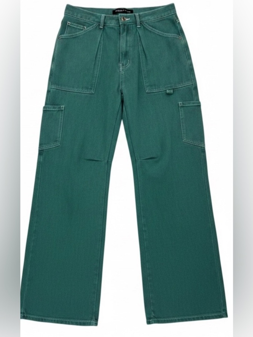 Lioness Teal Green Wide-Leg Utility Pants